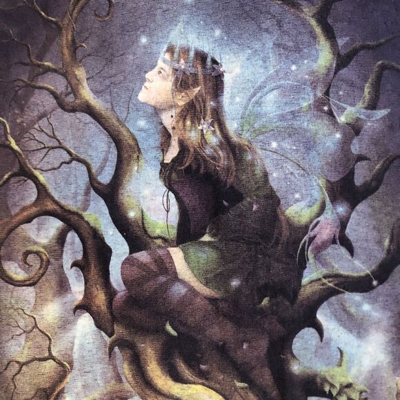 VTG The Mountain Fairy Tie Dye T-shirt Unisex Sz 2XL Dark Fantasy Elves Y2k USA - Picture 6 of 10